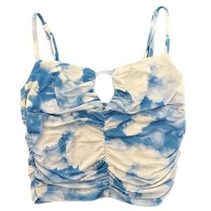 URBAN OUTFITTERS Blue and White Crop Top size small